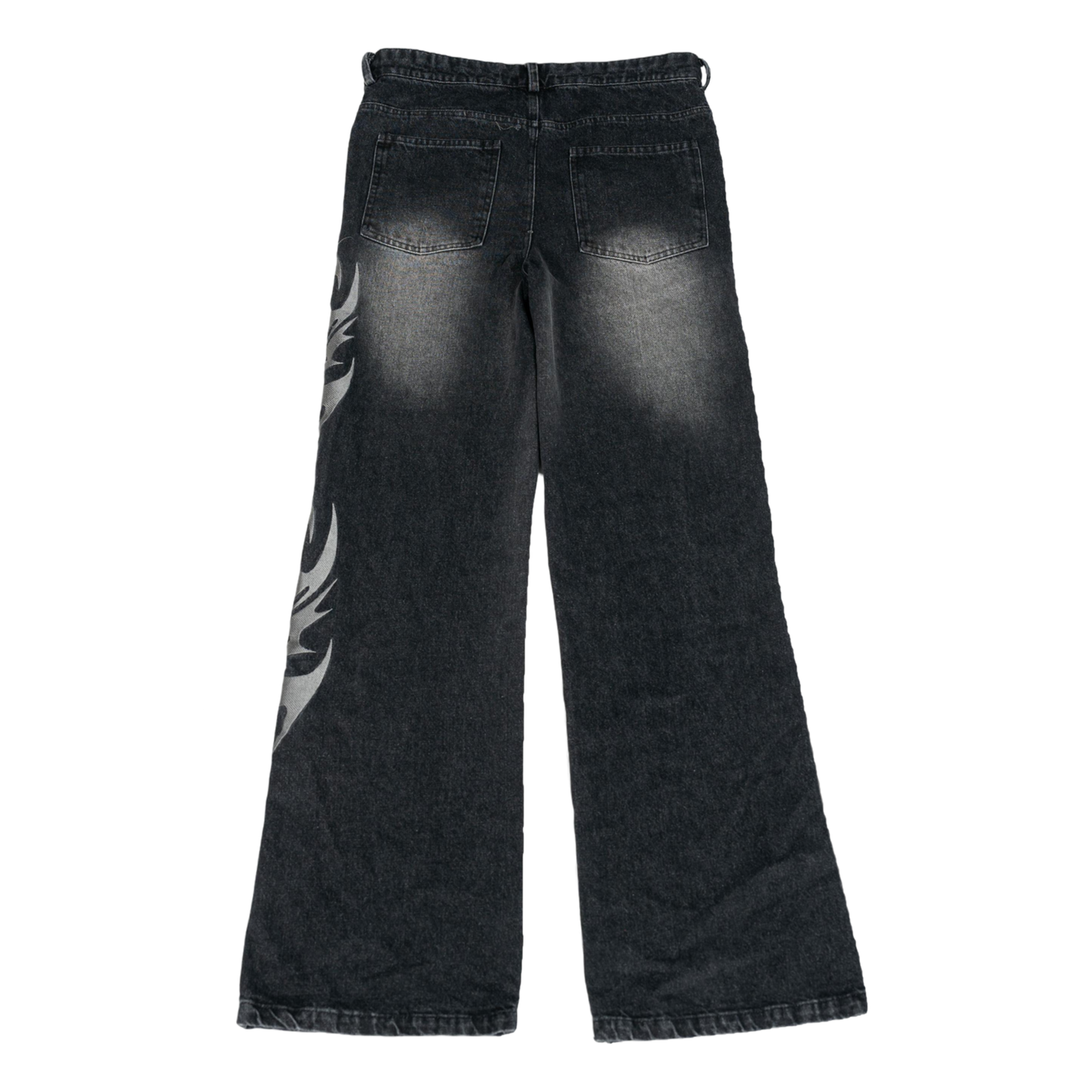 BLACK "TRIBAL" LOGO JEANS
