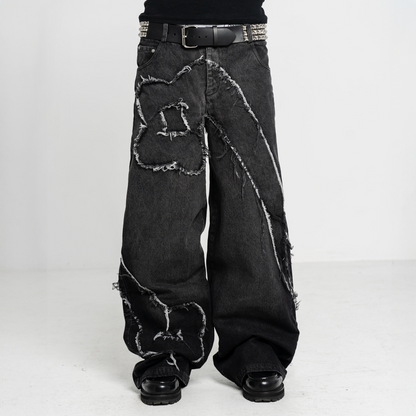 BLACK "INFINITY" RAW JEANS (PRE-ODER)