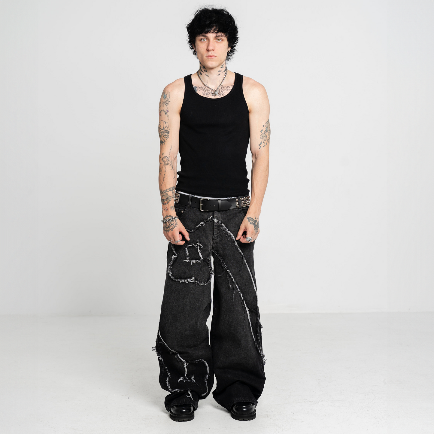 BLACK "INFINITY" RAW JEANS (PRE-ODER)